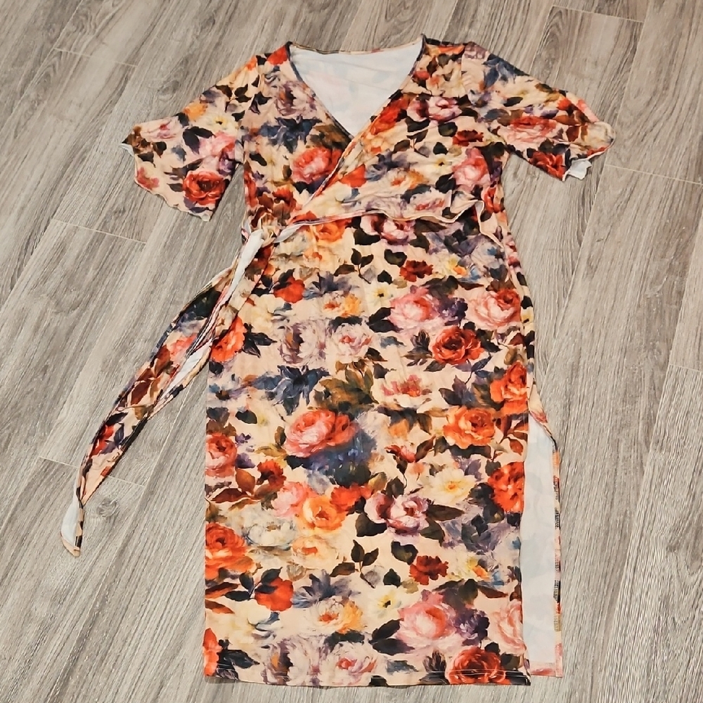 SHEIN Multicolor Floral Midi Dress
